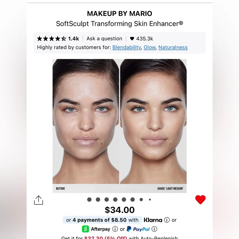 NIB Makeup by Mario Softsculpt Transforming Skin Enhancer in Light Medium